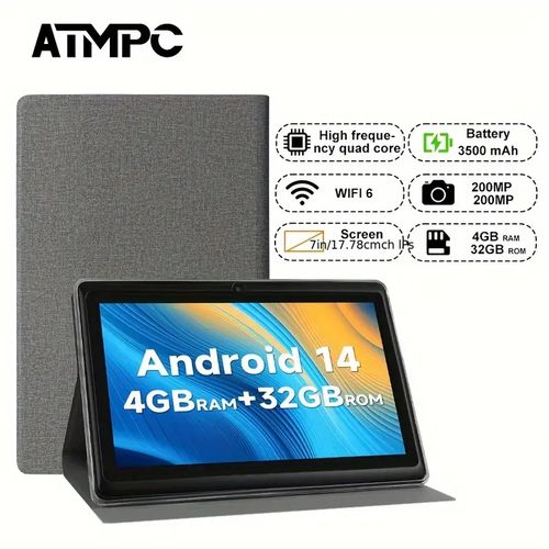 Tablette Android Pour les enfants 14 de 7 pouces, avec 4 Go (2 Go + 2 Go) de DDR RAM, 32 Go de ROM, 3500 mAh,  tablette de 7 pouces, écran IPS de tablette Android, caméra, Wi-Fi, PC, tablette Pad 2025 modèle d&rsquo;amélioration lourde, Pad
 Fiche Technique et Prix au Maroc