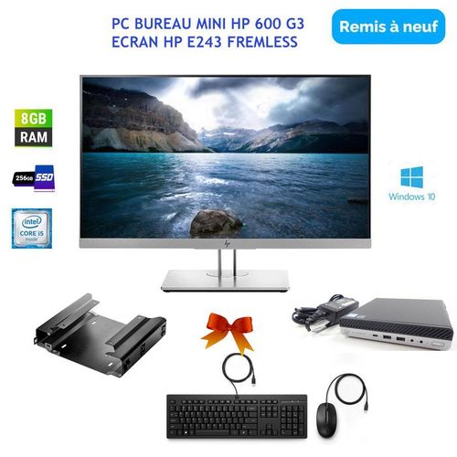 Hp PC COMPLET UNITE MINI 600 G3 I5 6th 256 SSD 8 GO RAM ECRAN 243I FREMLESS
 Fiche Technique et Prix au Maroc