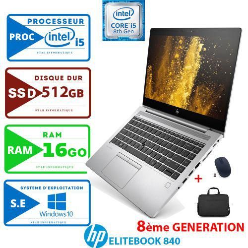 Hp PC PORTABLE  ELITEBOOK 840 G5 8ÉME GÉN-CORE I5-16Go-512 Go SSD-AZERTY-Remis à neuf
 Fiche Technique et Prix au Maroc