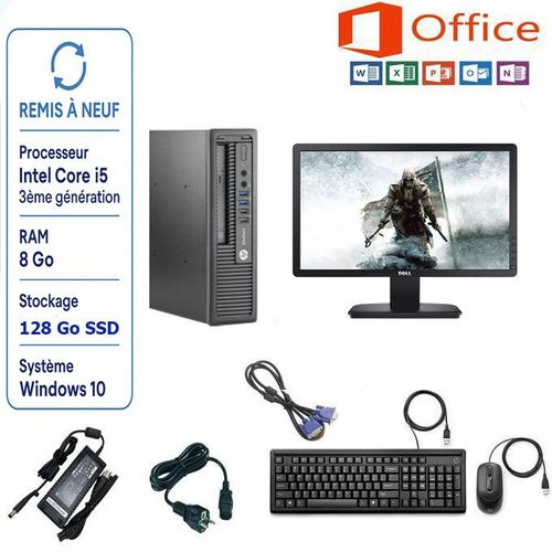 Hp Pack PC Bureau Complet – Core i5 4éme - 8Go RAM - 128Go SSD - Écran 19” - Remis a Neuf
 Fiche Technique et Prix au Maroc