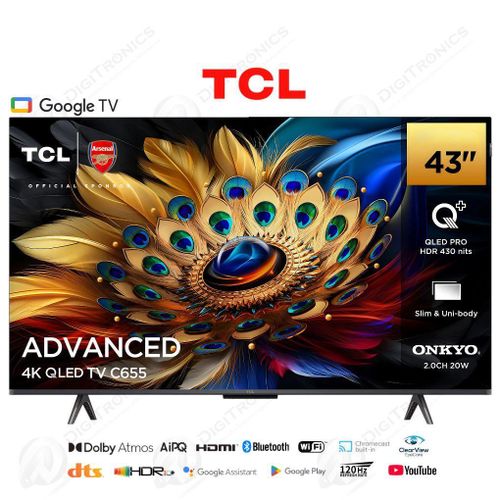TCL 43 Smart Tv QLED PRO 4K UHD Dolby Vision 120Hz, Google Tv Multiple Eye Care, 43C655
 Fiche Technique et Prix au Maroc
