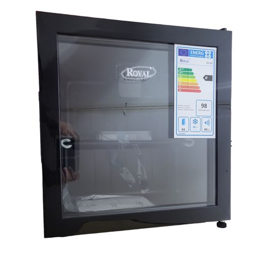 Royal Minibar mini réfrigérateur noir porte vitrée avec petit compartiment congélateur 44L A+
 Fiche Technique et Prix au Maroc