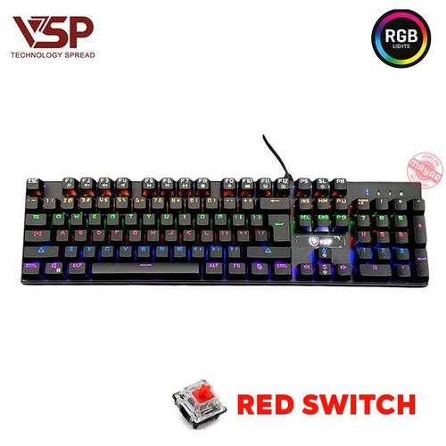 Clavier Gaming mécanique RED SWITCH, 104 touches, 25 touches anti-ghost rétro-éclairage RGB Gamer + 6 Touches  de remplacement gratuites 
 Fiche Technique et Prix au Maroc