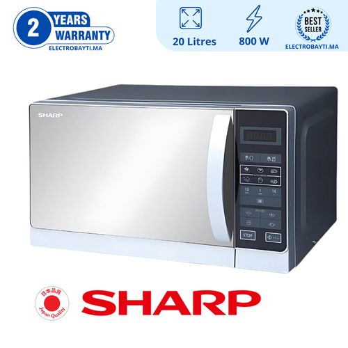 Sharp Micro-Ondes - 20L - 800W - Silver écran digital fonction décongélation
 Fiche Technique et Prix au Maroc