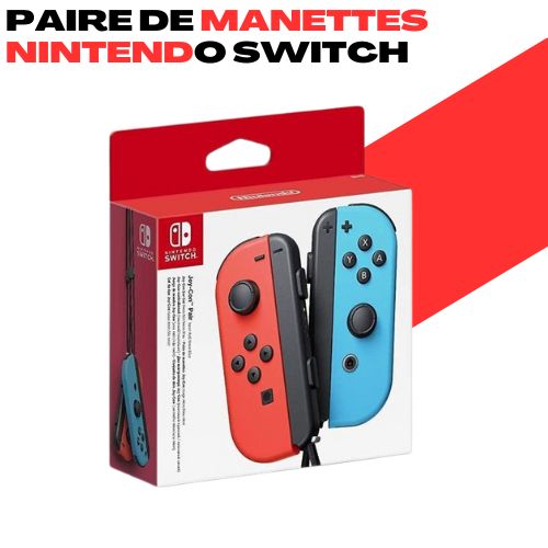 Nintendo Paire de Manette joy-con bleu & rouge néon Switch
 Fiche Technique et Prix au Maroc