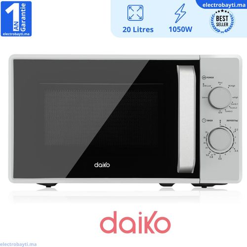 Daiko Micro ondes et grill, 20L Silver, 1050W, 5 niveaux de puissance
 Fiche Technique et Prix au Maroc