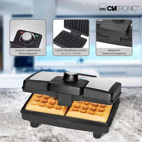 Clatronic Machine à gauffre - Waffle maker Automat - Gaufres Belges de Bruxelles
 Fiche Technique et Prix au Maroc