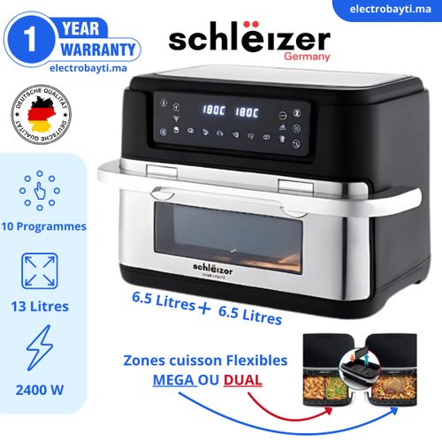 schlëizer Friteuse sans Huile - Airfryer MAX-  Zones cuisson Flexibles - 13 Litres -Germany
 Fiche Technique et Prix au Maroc