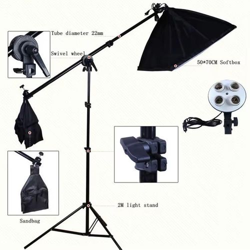 soft Box pour Studio Photo 50x70cm à quatre lampes avec support de 2M
 Fiche Technique et Prix au Maroc