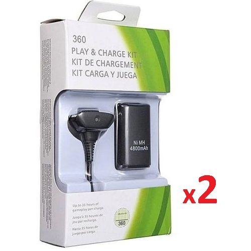 2 Kit de Chargement +Batterie pour Manette sans fil Adaptable Compatible Xbox360
 Fiche Technique et Prix au Maroc