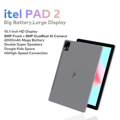 Itel Pad 2 - 4G -0.1"-4GB RAM + 128GB ROM, 6000mAh, Android 12, 5MP + 8MP - Grey+ Pochette + Screen
 Fiche Technique et Prix au Maroc