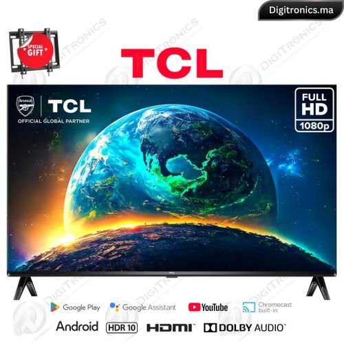 TCL 43 FHD Smart Android Tv, Google Assistant, Bluetooth, Dolby Audio, 43S5400 + Support Gratuit
 Fiche Technique et Prix au Maroc