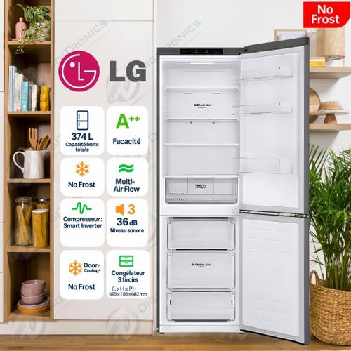 LG Réfrigérateur combiné 341L smart inverter No Frost, A++, silencieux, GR-B479NQLM
 Fiche Technique et Prix au Maroc