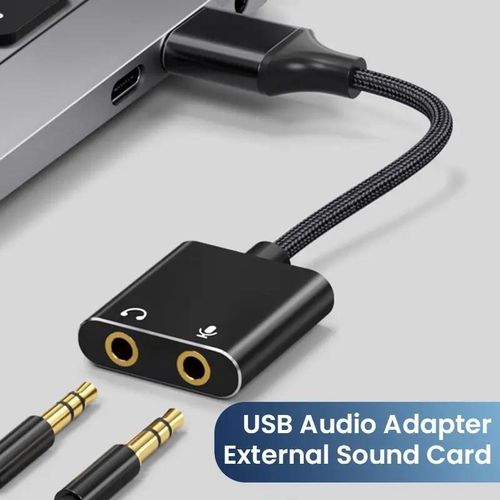 Adaptateur de carte son microphone externe pour ordinateur portable & Bureau - Windows Mac 3.5mm
 Fiche Technique et Prix au Maroc