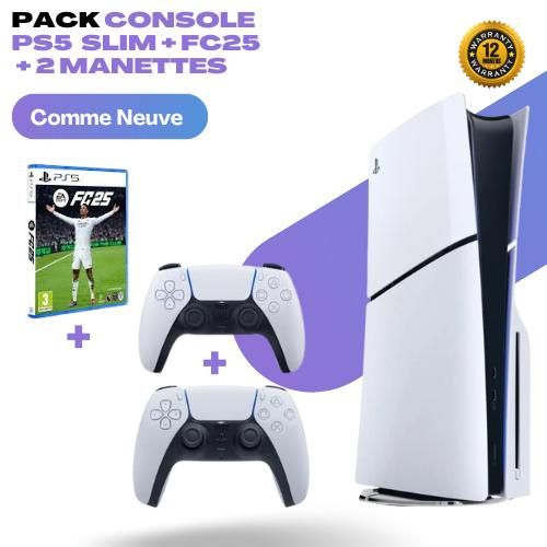 Playstation Pack Console PS5 Slim Remis à Neuf + 2 Manettes + Jeu FC 25
 Fiche Technique et Prix au Maroc