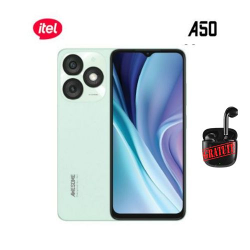 Itel A50 – 6,6" - 6GB +  64GB  - Lime Green + Ecouteur Gratuit
 Fiche Technique et Prix au Maroc