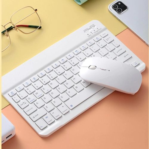 Mini clavier et souris sans fil Bluetooth pour PC, ipad, téléphone, tablette-blanc
 Fiche Technique et Prix au Maroc