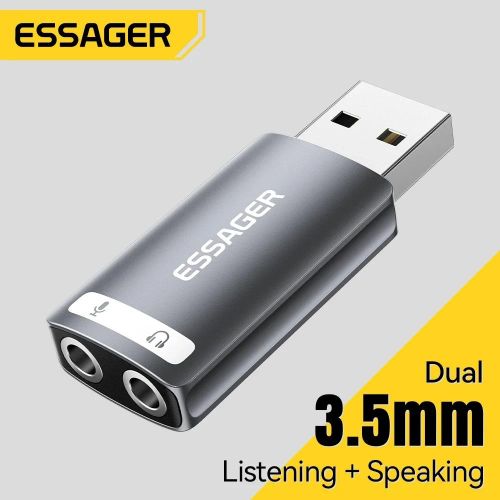 ESSAGER USB carte son externe 3.5mm USB adaptateur écouteur microphone haut-parleur Interface Audio pour PC PS4 ordinateur portable carte son
 Fiche Technique et Prix au Maroc