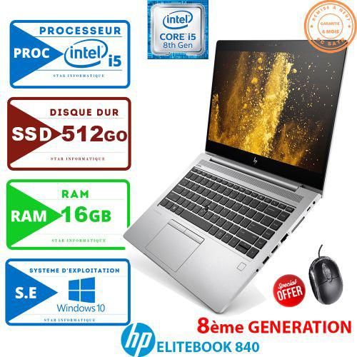 Hp PC PORTABLE  ELITEBOOK 840 G5 8ÉME GÉN-CORE I5-16 Go-512 Go SSD-AZERTY-Remise à neuf
 Fiche Technique et Prix au Maroc