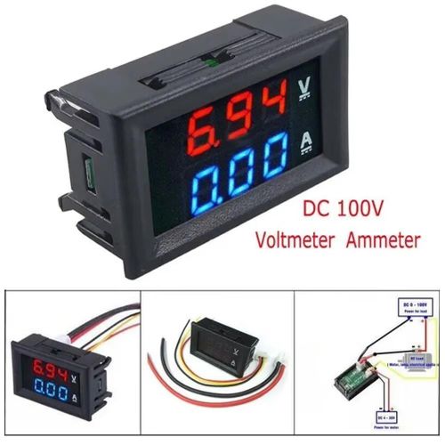 Voltmètre numérique avec panneau d'affichage LED pour touristes,ampèremètre,testeur de courant de tension,fils allergiques,DC,100V,10A
 Fiche Technique et Prix au Maroc