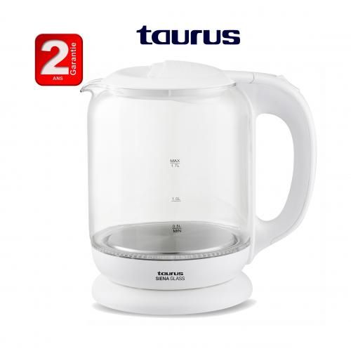 Taurus Bouilloire en verre cristal Siena Glass  1.7L puissance 2200w 2 ans de garantie
 Fiche Technique et Prix au Maroc