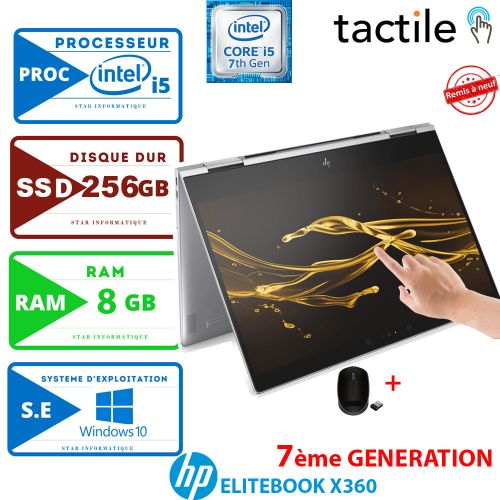 Hp PC Portable ELITEBOOK X360 G2 I5-7éme -8GB- 256GB SSD - TACTILE -REMIS À NEUF/
 Fiche Technique et Prix au Maroc