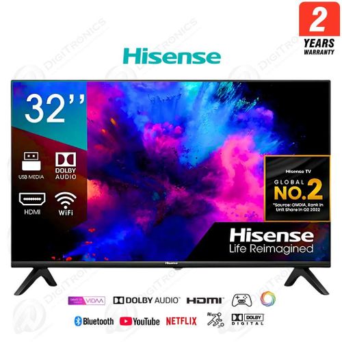 Hisense 32 Smart TV HD VIDAA Dolby Audio High Contrast, 32A4H
 Fiche Technique et Prix au Maroc