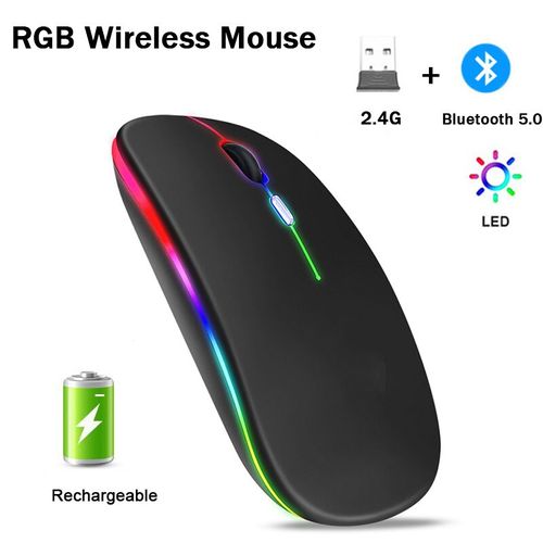 Souris sans fil, rechargeable et silencieuse, Bluetooth éclairage LED
 Fiche Technique et Prix au Maroc