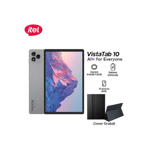 Itel Tablette VistaTab 10 – 10"- 4G - 12GB(4+8GB) + 128GB - 6000mAh - Gris + Cover
 Fiche Technique et Prix au Maroc