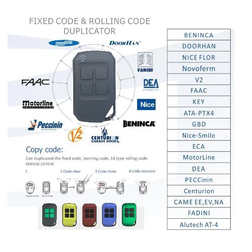 Télécommande Universel 433 MHz,code Roulant, et code Fixe, pour porte de Garage
 Fiche Technique et Prix au Maroc