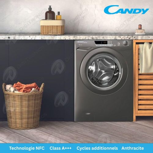 Candy Machine à laver hublot pose libre 10kg NFC, Départ différé, 1200 t/min, HCU12102DRRE/1-S
 Fiche Technique et Prix au Maroc