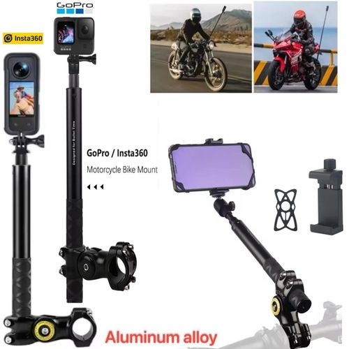 Perche à selfie Support Insta360 X4  Insta360 X3 One X2 One R One RS , GoPro Hero 12 11 10 9 8 - pour moto vélo 1metre 25
 Fiche Technique et Prix au Maroc