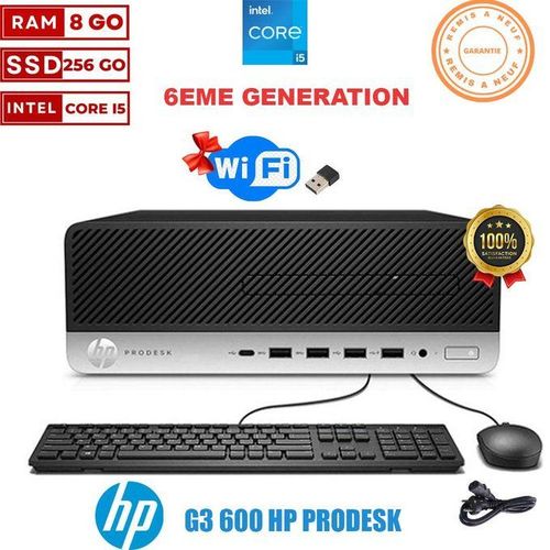 Hp PC BUREAU PRODESK 600 G3-Intel Core i5 6EME GENERATION -8Go -256 Go SSD -REMIS A NEUF
 Fiche Technique et Prix au Maroc