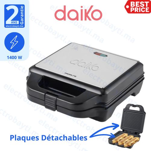 Daiko Grill Panini En Teflon - Plaques Détachables - 1400W
 Fiche Technique et Prix au Maroc