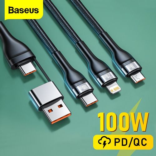 Baseus Câble de Charge USB Micro et Type-C, 3 en 1, 100W 20W, Charge Rapide
 Fiche Technique et Prix au Maroc