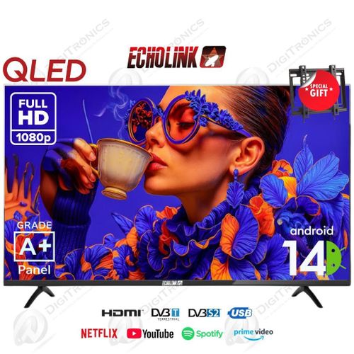Echolink 43 QLED Smart TV Full HD avec Android 14, HDMI, DVB S2/T2 + Support gratuit
 Fiche Technique et Prix au Maroc