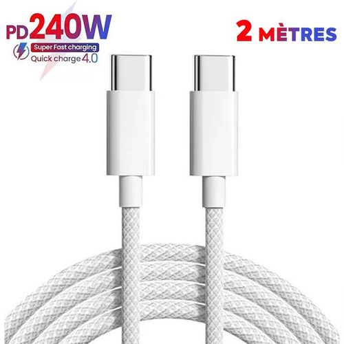 Câble de charge haute vitesse PD 240W QC 4.0 USB Type-C vers Type-C pour Téléphone PC et Mac 48V 5A
 Fiche Technique et Prix au Maroc