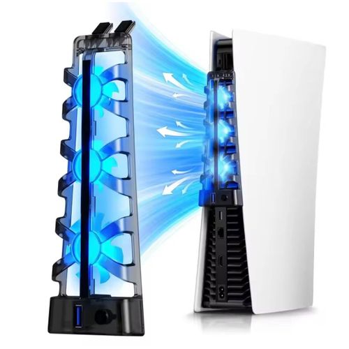 Dobe ventilateur de refroidissement avec lumière LED pour Playstation 5 à deux disques et éditions numériques avec port USB 3.0
 Fiche Technique et Prix au Maroc