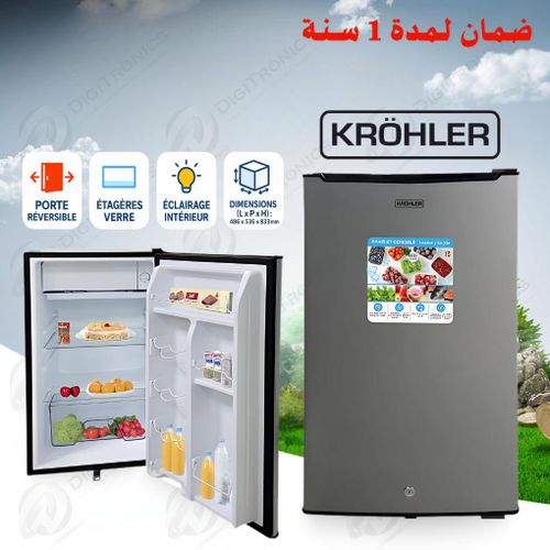 KRÖHLER Réfrigérateur table 93 L, Inox, Compact, Classe A+, KRG-93-S-G
 Fiche Technique et Prix au Maroc