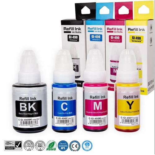 Refill Ink Printer 4 Bouteilles d'encre compatible avec Canon PIXMA G1400/G1410/G1411/G2410/G2400/G2411/G3400/G3410/G3411/G4400/G4411
 Fiche Technique et Prix au Maroc