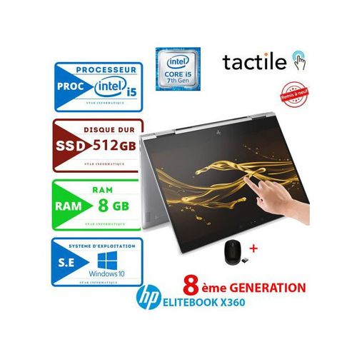 Hp 13.3" - ELITEBOOK X360 - 8Go Ram  - 512 SSD - Windows - Silver
 Fiche Technique et Prix au Maroc