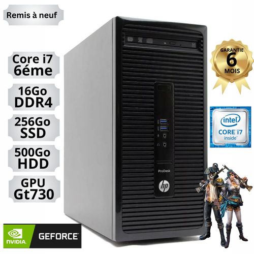 Hp GAMER ProDesk 400G3 MT i7-6700/16Go RAM/256Go SSD+500Go HDD/GT730 -remis à neuf
 Fiche Technique et Prix au Maroc