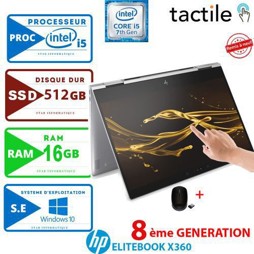 Hp PC Portable ELITEBOOK X360 G3 I5-8éme -16GB- 512GB SSD - TACTILE - REMIS À NEUF
 Fiche Technique et Prix au Maroc