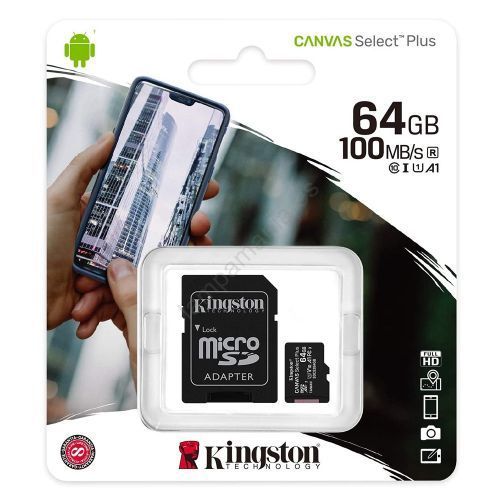 Kingston Carte microSD 64GB Canvas Select Plus SDCS2/64GB
 Fiche Technique et Prix au Maroc