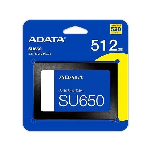 ADATA  Disque Dur Interne SSD SU650 512 Go – Performance Accélérée et Fiabilité Maximale pour PC et Laptop (Neuf)
 Fiche Technique et Prix au Maroc