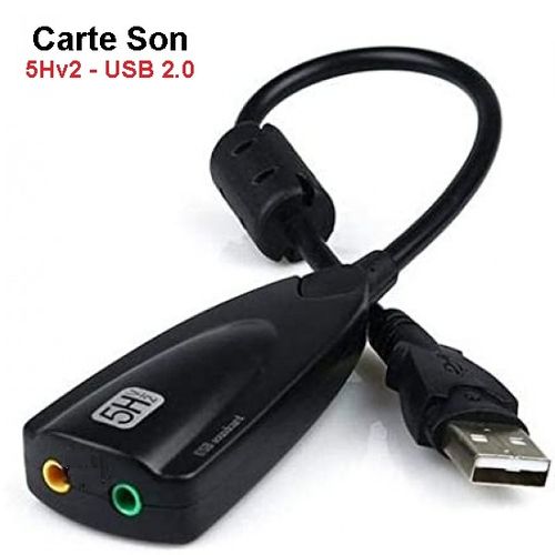Carte Son USB 2.0 Virtuel 7.1 Surround Sound Card 5Hv2 : Son Immersif de Qualité
 Fiche Technique et Prix au Maroc