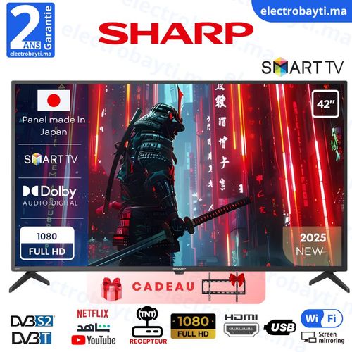 Sharp TV Smart 42" – HEVC Advance, Audio Dolby, HDMI, Ci+ - 42GLEDSHP
 Fiche Technique et Prix au Maroc