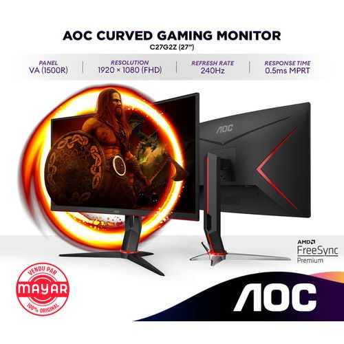 Aoc C27G2Z - Moniteur Gaming Incurvé 27" 240Hz 0.5ms Technologie FreeSync Premium
 Fiche Technique et Prix au Maroc