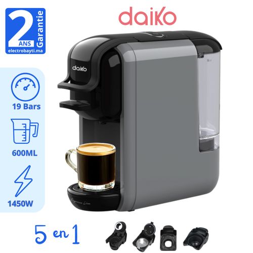 Daiko Machine café espresso 5en1 - 19 Bar - CAPSULE Nespresso -Dolci Gusto - Dosette
 Fiche Technique et Prix au Maroc