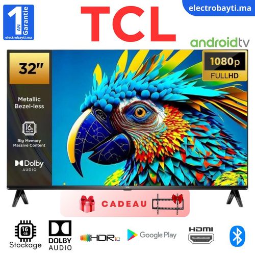 TCL TV intelligente FHD 32 pouces - 1080P Assistant Google - Dolby Audio - 32S5400AF
 Fiche Technique et Prix au Maroc